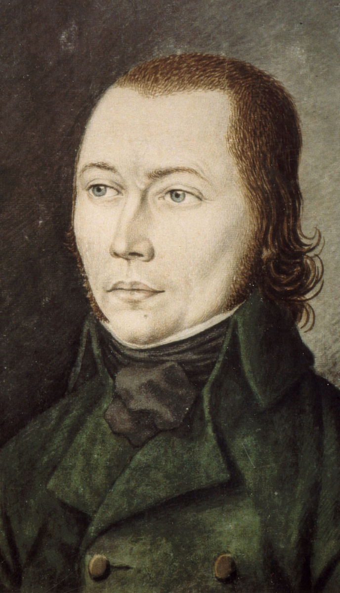 Porträt des Schinderhannes alias Johannes Bückler, Gouache-Malerei von K.M. Ernst, 1803