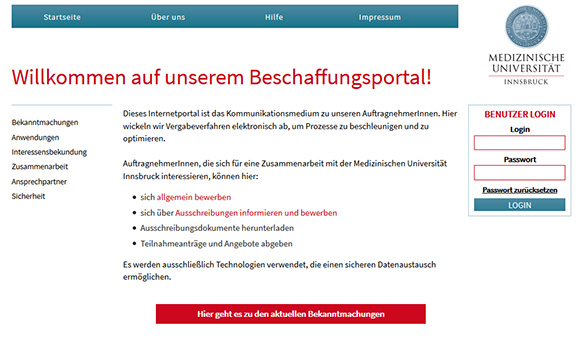 Beschaffungsportal der Medizinischen Universität Innsbruck https://i-med.vemap.com